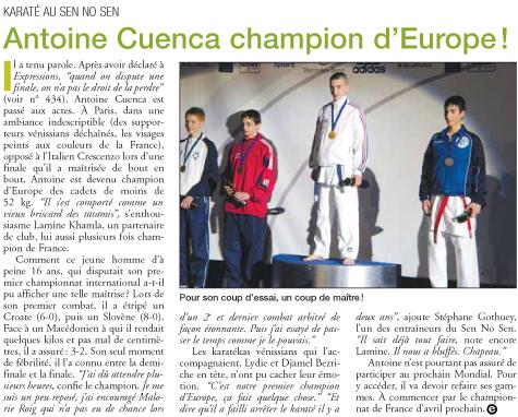 Expressions Vénissieux Antoine Cuenca champion d'Europe